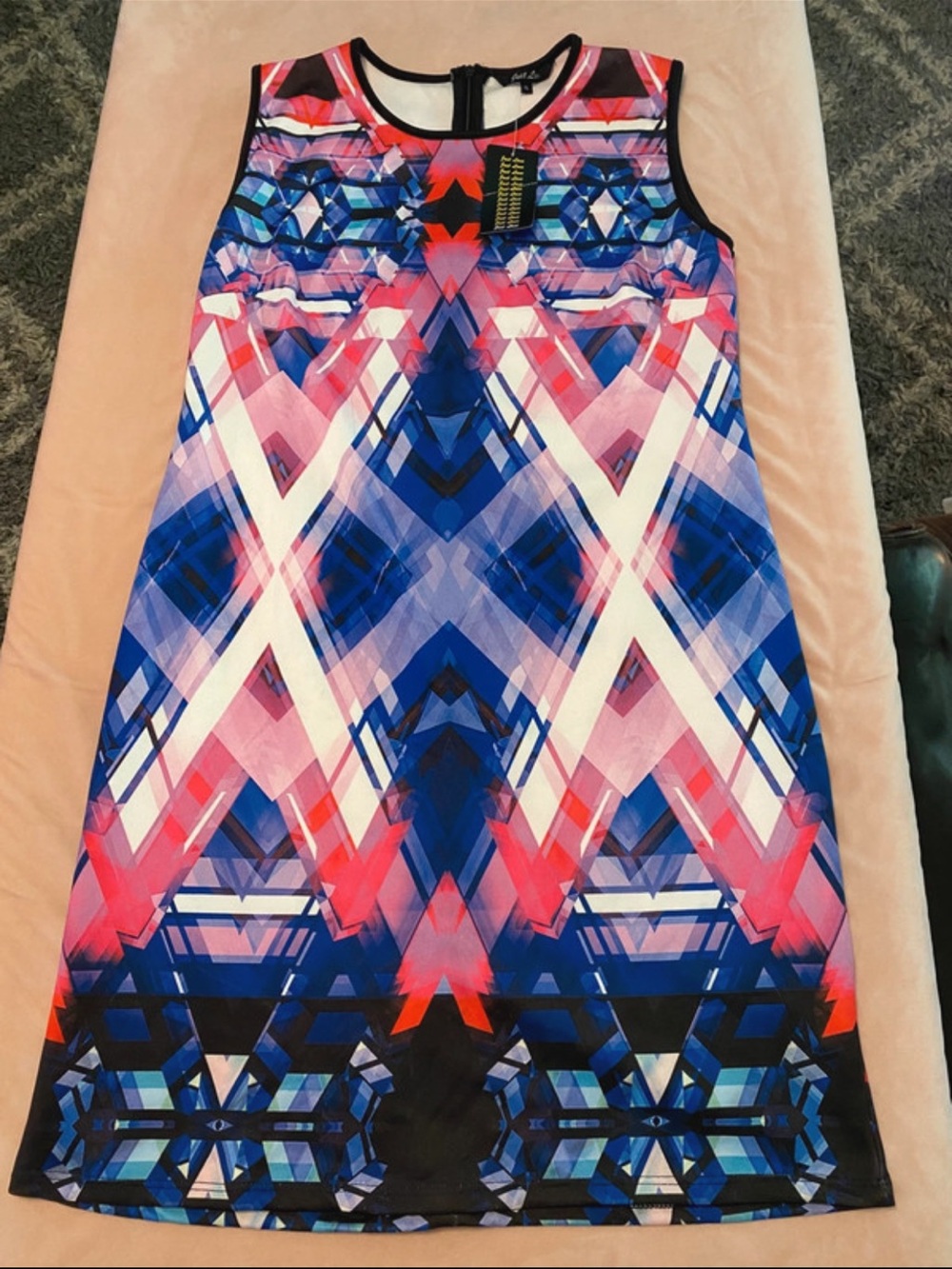 Just Love Multicolor Geometric A-Line Skirt - Blue Pink White